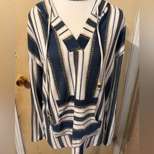 Pie In The Sky Longsleeve Hooded Lightweight Sweatshirt XL Baja Boho Hippie Top